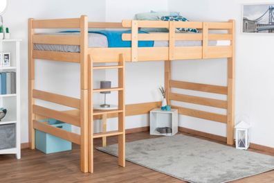 Hochbett für Erwachsene "Easy Premium Line" K23/n, Buche Vollholz massiv Natur l