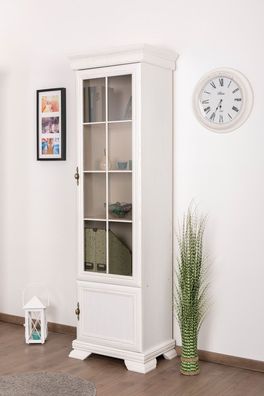 Vitrine Sentis 17, Farbe: Kiefer weiß - Abmessungen: 192 x 58 x 40 cm (H x B x T