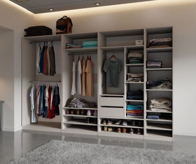 Schrankset für Ankleidezimmer - Set B Cabecao | 5-teilig | Farbe: Kaschmir | off
