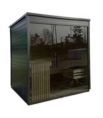 Saunahaus Gartensauna Außensauna Pedirka mit 3 Saunaliegen, Fichte Schwarz, 200