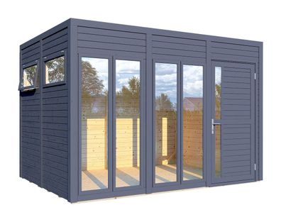 Gartenhaus Jena 05 inkl. Fußboden, Anthrazit - Elementgartenhaus, Nutzfläche: 7,