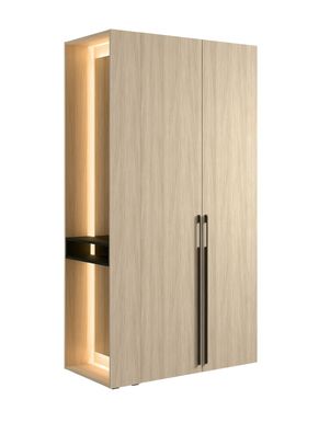 Garderobenschrank mit zwei Türen Acharnes 02, inkl. LED-Beleuchtung und Spiegel,