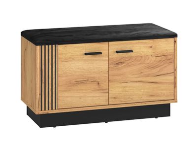 Sitzbank mit Stauraum / Schuhschrank Lautela 03, Farbe: Eiche / Schwarz - Abmess