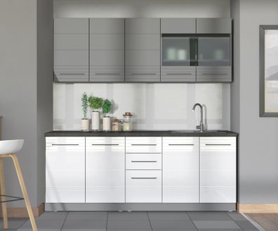 Stylische Küchenzeile / Küchenblock mit zwei Schubladen Pluna 01, Farbe: Graphit