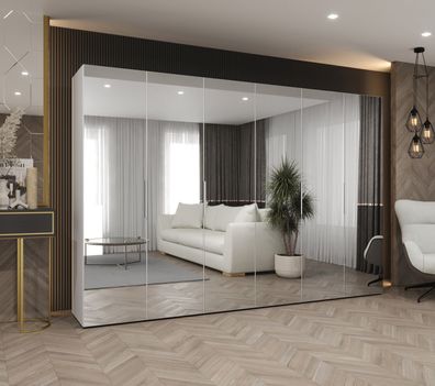 Drehtürenschrank mit Soft-Close-Funktion Korab 158, Farbe: Weiß, Griffe: Silber,