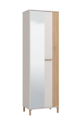 Garderobenschrank mit Spiegel Venac 04, Farbe: Eiche Artisan / Kaschmir, auszieh