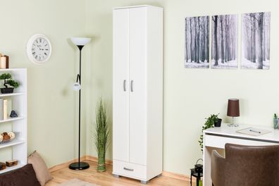 Drehtürenschrank / Kleiderschrank Potes 01, Farbe: Weiß - 209 x 50 x 37 cm (H x
