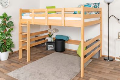 Hochbett 140 x 200 cm für Erwachsene "Easy Premium Line" K23/n, Buche Massivholz