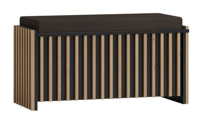 Sitzbank mit Stauraum / Truhe Cikarang 08, Farbe: Schwarz / Eiche, Polsterung: D