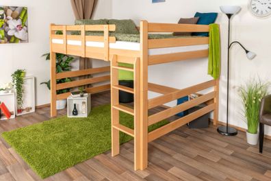 Hochbett 160 x 200 cm für Erwachsene "Easy Premium Line" K23/n, Buche Massivholz