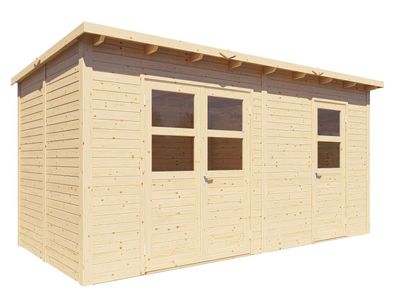 Gartenhaus aus Holz unbehandelt, inkl. Fußboden, 4,48 x 2,34 Meter, Elementgarte