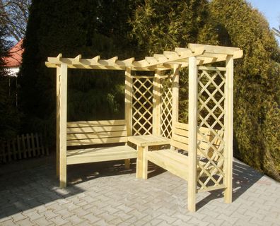 Eckpergola Guzmania aus Kiefernholz, massiv, kesseldruckimprägniert, 194 x 212 x