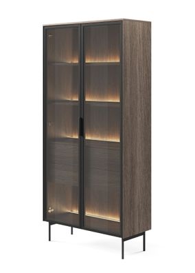 Vitrinenschrank mit zwei Glastüren Chaabane 01 | Farbe: Eiche Dunin / Schwarz |