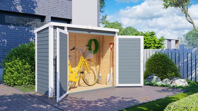 Gartenschrank / Geräteschrank Ilsede 01, Grau - Elementgartenschrank, Grundfläch