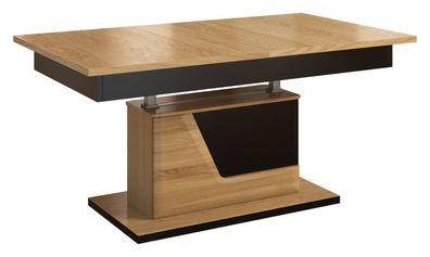 Höhenverstellbarer Couchtisch "Belica" 08, Farbe: Eiche natur / Schwarz, teilmas