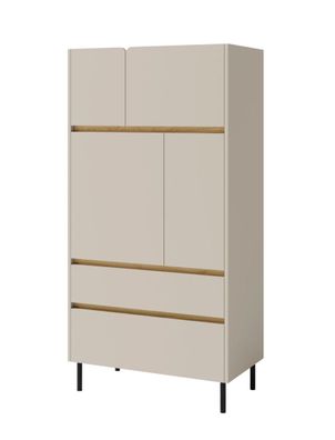 Eleganter Schrank Fricourt 05, Beige / Eiche hell, 165 x 80 x 40 cm, mit 6 Fäche
