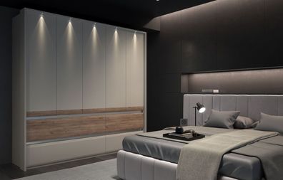 Schlafzimmer Komplett - Set F Papauta, 6-teilig, Kaschmir / Eiche dunkel