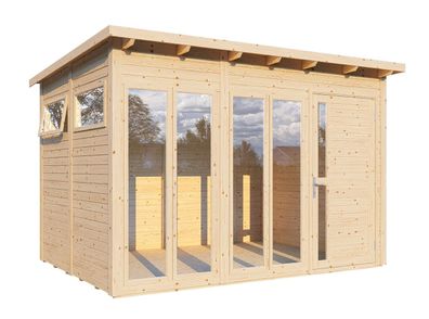 Gartenhaus Jena 02 inkl. Fußboden, Naturbelassen - Elementgartenhaus, Nutzfläche