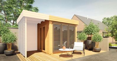 Gartenhaus Nefud 28 mm, Farbe: Eiche / Anthrazit - Außenmaße (B x T): 254 x 254