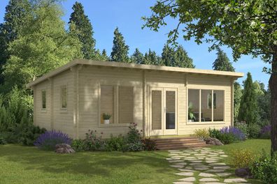 Ferienhaus / Gartenhaus mit 4 Räume, inkl. Fußboden, aus nordischen Fichtenholz,