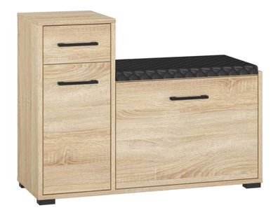 Sitzbank mit Stauraum / Schuhschrank Vacaville 06, Farbe: Sonoma Eiche hell - Ab