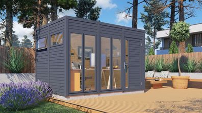 Gartenhaus Jena 05 inkl. Fußboden, Anthrazit - Elementgartenhaus, Nutzfläche: 7,