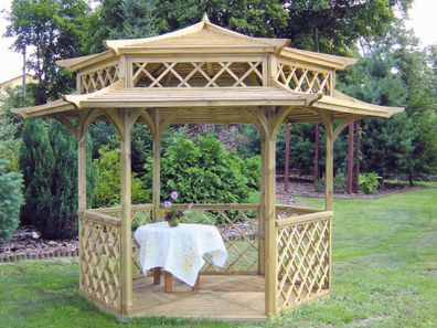 Pavillon Craspedia 01 aus Kiefernholz, massiv, kesseldruckimprägniert, Grundfläc