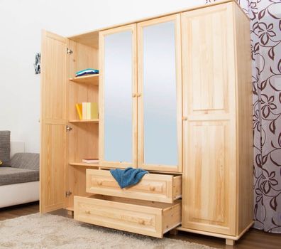 Schrank Kiefer Vollholz massiv natur 020 - Abmessung 190 x 180 x 60 cm (H x B x