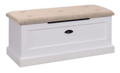 Sitzbank mit Stauraum "Veternik" 02, Farbe: Weiß / Braun - Abmessungen: 40 x 100