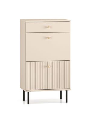 Eleganter Schuhschrank mit zwei Kipptüren Petkula 13, Farbe: Beige hell, vier Fä
