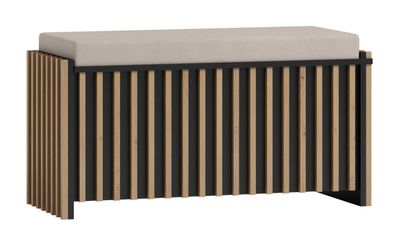 Sitzbank mit Stauraum / Truhe Cikarang 08, Farbe: Schwarz / Eiche, Polsterung: W