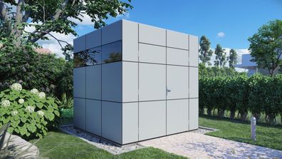 Modernes Gartenhaus 01, Anthrazit / Weiß - 19 mm Elementgartenhaus, Nutzfläche: