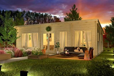 Ferienhaus / Gartenhaus mit 5 Räume, inkl. Fußboden, aus nordischen Fichtenholz,