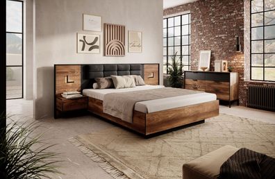 Schlafzimmer - Set B Jendouba | 3-teilig | Farbe: Kastanie / Anthrazit | Soft-Cl
