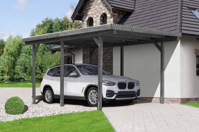 Einzelcarport 01, aus Kiefernholz, kesseldruckimprägniert grau - Außenmaße: 303