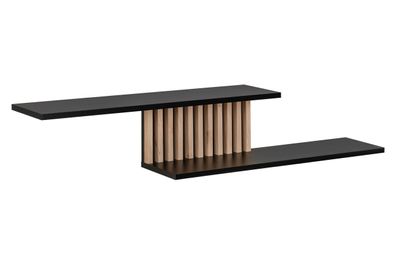 Modernes Wandregal mit zwei Ablageflächen Romfo 05, Farbe: Schwarz, Maße: 30 x 1