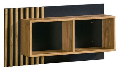 Hängeregal / Wandregal Trevalli 11, Farbe: Eiche / Schwarz - Abmessungen: 46 x 9