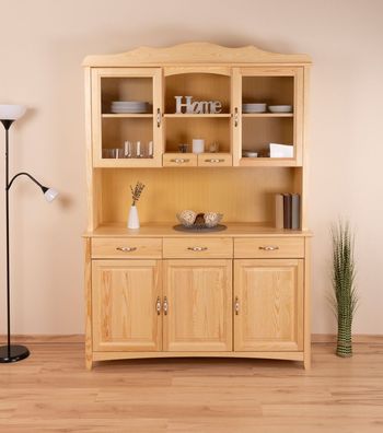 Vitrine Kiefer Vollholz massiv natur Turakos 08 - Abmessung 214 x 150 x 50 cm (H