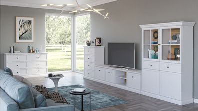 Wohnzimmer Komplett - Set A Torsakala, 4-teilig, Griffe aus Metall in Schwarz, F