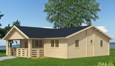 Ferienhaus / Gartenhaus mit 5 Räumen, mit Terrasse, aus nordischen Fichtenholz,