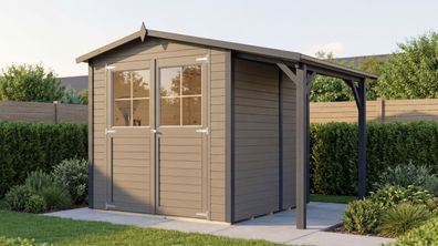 Gartenhaus | 2,77 x 2,03 Meter | Gerätehaus | Beige | Elementbauweise | mit Anba
