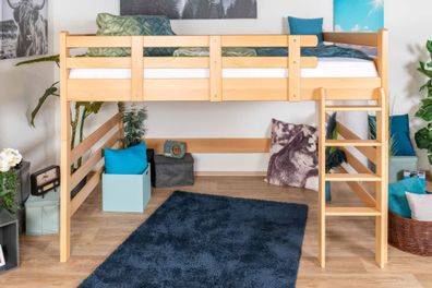 Hochbett 160 x 190 cm "Easy Premium Line" K23/n, Buche Massivholz Natur lackiert
