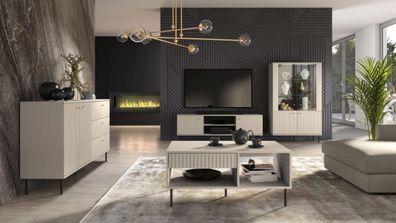 Wohnzimmer Komplett - Set B Petkula, 4-teilig, Farbe: Beige hell