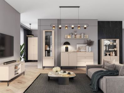 Wohnzimmer - Set A Petkula, 6-teilig, Farbe: Beige hell