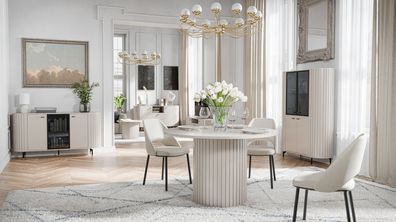 Modernes Esszimmer Komplett - Set A Annelin, 6-teilig, in Kaschmir, 1 Esstisch,