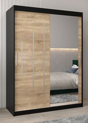 Schiebetürenschrank / Kleiderschrank mit Spiegel Tomlis 03B, Farbe: Schwarz / Ei