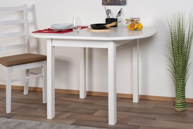 Tisch Kiefer massiv Vollholz weiß lackiert Junco 231A (rund) - 120 x 75 cm (B x