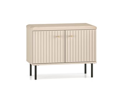 Schmale Sitzbank mit Stauraum / Schuhschrank Petkula 16, Farbe: Beige hell, Grif