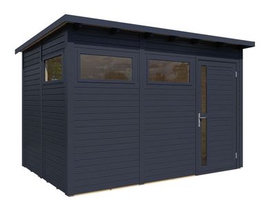 Moderne Gerätehütte inkl. Fußboden, 3,37 x 2,34 Meter, Gerätehaus in Anthrazit,