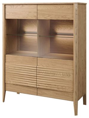 Vitrine Gorica 04 mit LED-Beleuchtung, in Eiche Gold, Soft Close System, 140 x 1